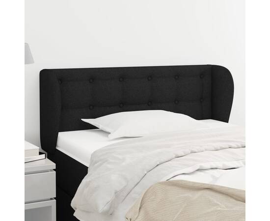 Tăblie de pat cu aripioare negru 83x23x78/88 cm material textil