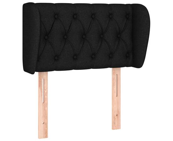 Tăblie de pat cu aripioare negru 83x23x78/88 cm material textil, 2 image