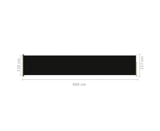 Copertină laterală retractabilă de terasă, negru, 117x600 cm, 8 image