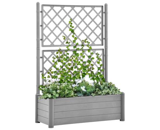 Jardinieră de grădină cu spalier, gri piatră, 100x43x142, pp