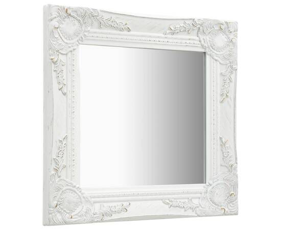 Oglindă de perete în stil baroc, alb, 40 x 40 cm, 2 image