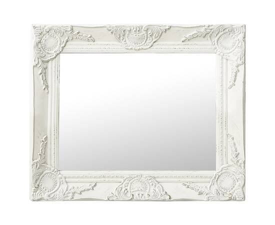 Oglindă de perete în stil baroc, alb, 50 x 40 cm