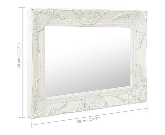 Oglindă de perete în stil baroc, alb, 50 x 40 cm, 6 image