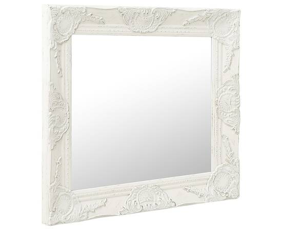 Oglindă de perete în stil baroc, alb, 50 x 50 cm, 2 image