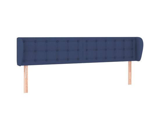 Tăblie de pat cu aripioare, albastru, 163x23x78/88 cm textil, 2 image