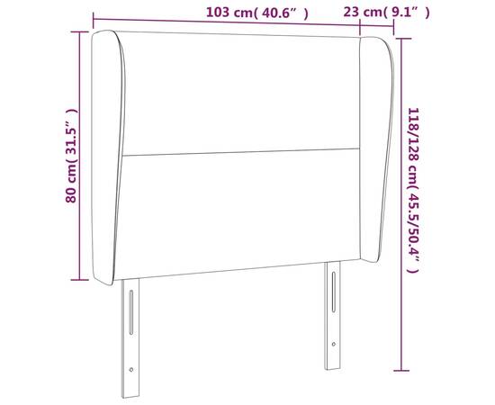 Tăblie de pat cu aripioare, crem, 103x23x118/128 cm, textil, 9 image