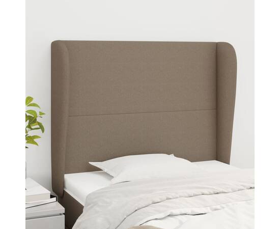 Tăblie de pat cu aripioare gri taupe 83x23x118/128 cm textil