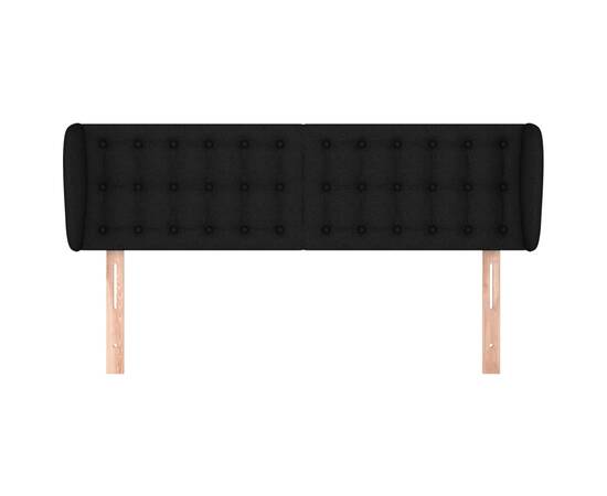 Tăblie de pat cu aripioare negru 147x23x78/88 cm textil, 3 image