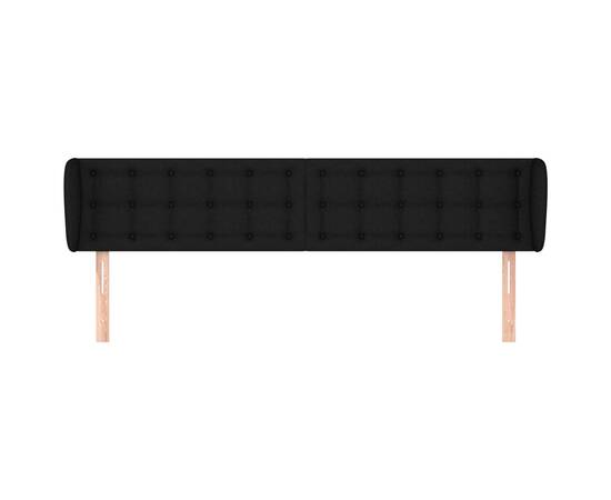 Tăblie de pat cu aripioare negru 183x23x78/88 cm textil, 3 image