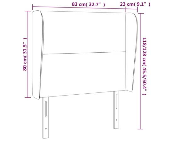 Tăblie de pat cu aripioare, alb, 83x23x118/128 cm, piele eco, 9 image