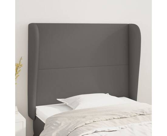 Tăblie de pat cu aripioare, gri, 83x23x118/128 cm, piele eco