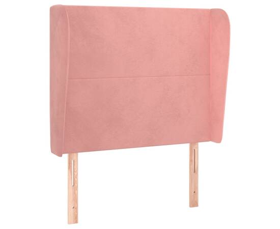 Tăblie de pat cu aripioare, roz, 103x23x118/128 cm, catifea, 2 image