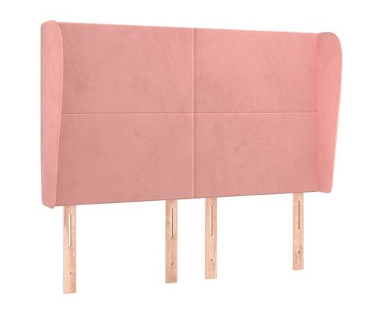 Tăblie de pat cu aripioare, roz, 147x23x118/128 cm, catifea, 2 image