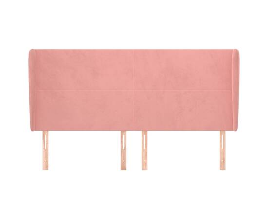 Tăblie de pat cu aripioare, roz, 203x23x118/128 cm, catifea, 3 image