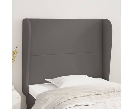 Tăblie de pat cu aripioare gri 103x23x118/128 cm piele eco