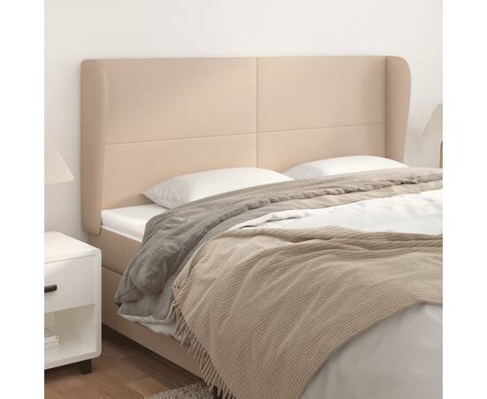 Tăblie pat cu aripioare cappuccino 163x23x118/128 cm piele eco