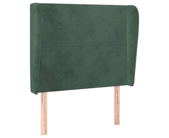 Tăblie pat cu aripioare verde închis 83x23x118/128 cm catifea, 2 image