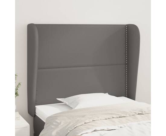 Tăblie de pat cu aripioare, gri, 83x23x118/128 cm, piele eco