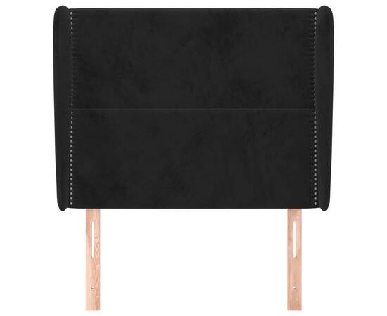 Tăblie de pat cu aripioare, negru, 103x23x118/128 cm, catifea, 3 image