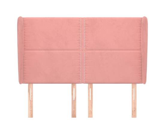 Tăblie de pat cu aripioare, roz, 147x23x118/128 cm, catifea, 3 image