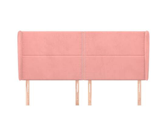 Tăblie de pat cu aripioare, roz, 183x23x118/128 cm, catifea, 3 image