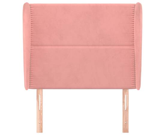 Tăblie de pat cu aripioare, roz, 83x23x118/128 cm, catifea, 3 image