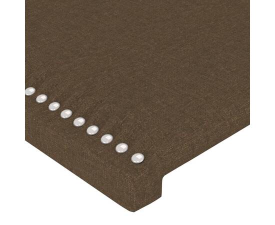 Tăblie de pat cu aripioare maro închis 103x23x118/128 cm textil, 5 image