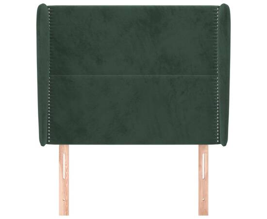 Tăblie pat cu aripioare verde închis 83x23x118/128 cm catifea, 3 image