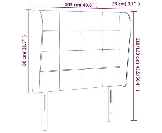 Tăblie de pat cu aripioare, albastru, 103x23x118/128 cm, textil, 9 image