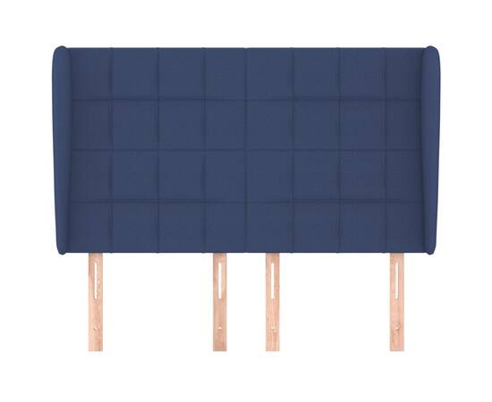 Tăblie de pat cu aripioare, albastru, 147x23x118/128 cm, textil, 3 image