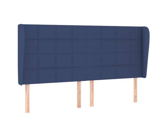 Tăblie de pat cu aripioare, albastru, 203x23x118/128 cm, textil, 2 image