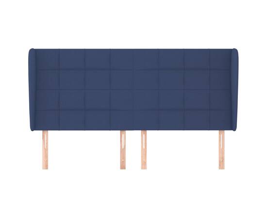 Tăblie de pat cu aripioare, albastru, 203x23x118/128 cm, textil, 3 image