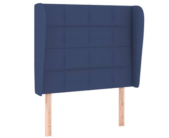 Tăblie de pat cu aripioare, albastru, 83x23x118/128 cm, textil, 2 image