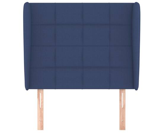 Tăblie de pat cu aripioare, albastru, 83x23x118/128 cm, textil, 3 image