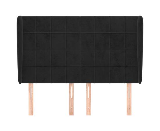 Tăblie de pat cu aripioare, negru, 147x23x118/128 cm, catifea, 3 image