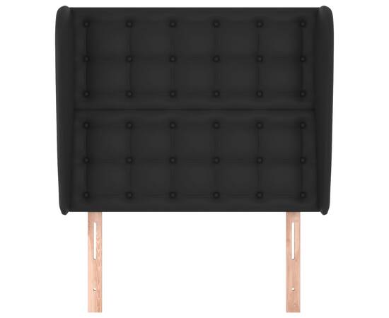 Tăblie de pat cu aripioare, negru, 83x23x118/128 cm, piele eco, 3 image