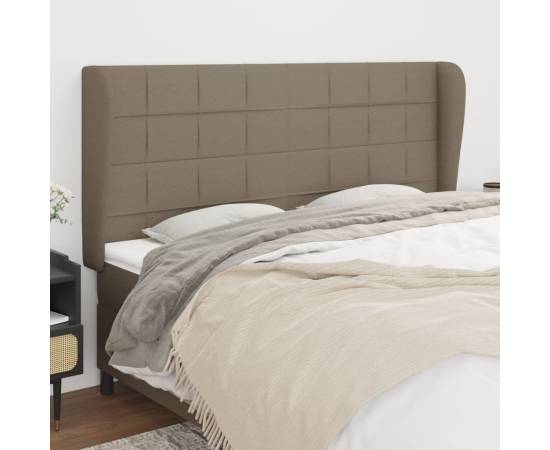 Tăblie de pat cu aripioare gri taupe 163x23x118/128 cm textil