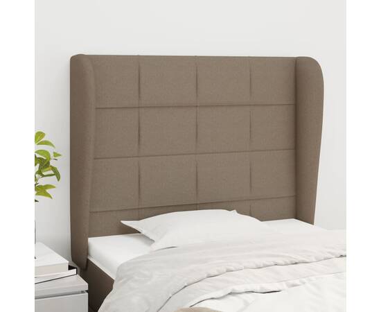 Tăblie de pat cu aripioare gri taupe 83x23x118/128 cm textil