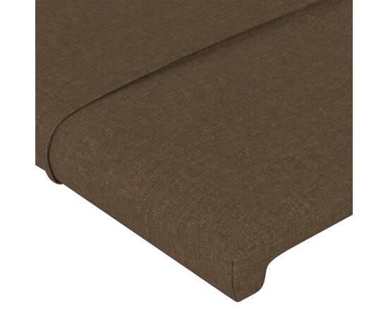 Tăblie de pat cu aripioare maro închis 163x23x118/128 cm textil, 5 image