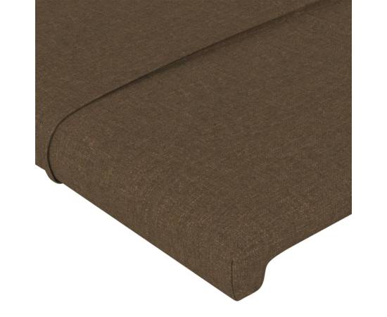 Tăblie de pat cu aripioare maro închis 183x23x118/128 cm textil, 5 image