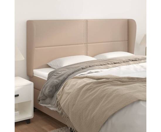 Tăblie pat cu aripioare cappuccino 163x23x118/128 cm piele eco