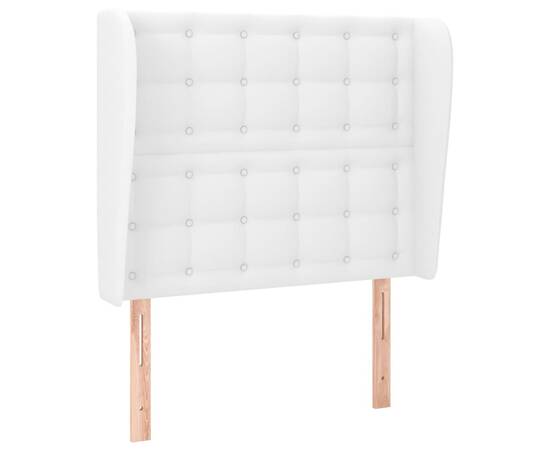 Tăblie de pat cu aripioare, alb, 103x23x118/128 cm, piele eco, 2 image
