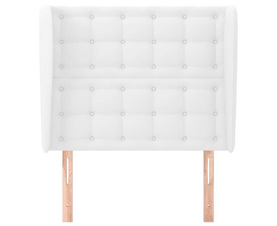 Tăblie de pat cu aripioare, alb, 103x23x118/128 cm, piele eco, 3 image