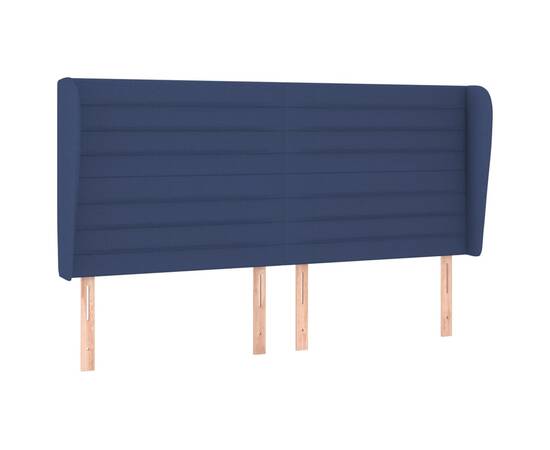 Tăblie de pat cu aripioare, albastru, 183x23x118/128 cm, textil, 2 image