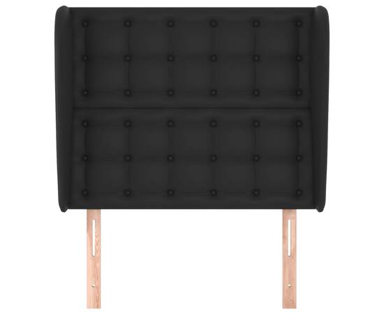 Tăblie de pat cu aripioare, negru, 103x23x118/128 cm, piele eco, 3 image