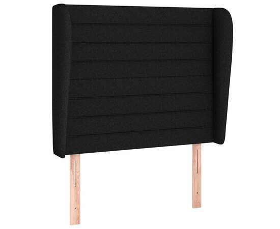 Tăblie de pat cu aripioare, negru, 103x23x118/128 cm, textil, 2 image