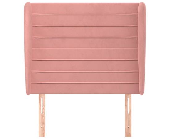 Tăblie de pat cu aripioare, roz, 103x23x118/128 cm, catifea, 3 image