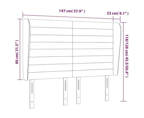 Tăblie de pat cu aripioare gri închis 147x23x118/128 cm catifea, 9 image