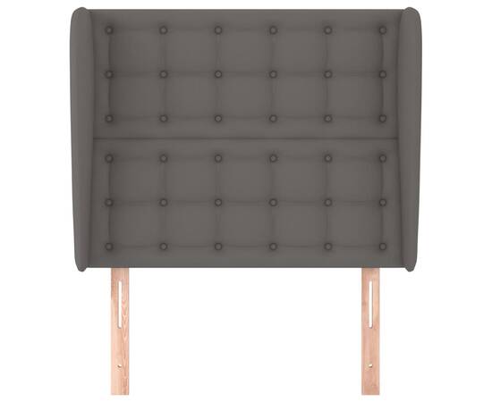 Tăblie de pat cu aripioare gri 103x23x118/128 cm piele eco, 3 image