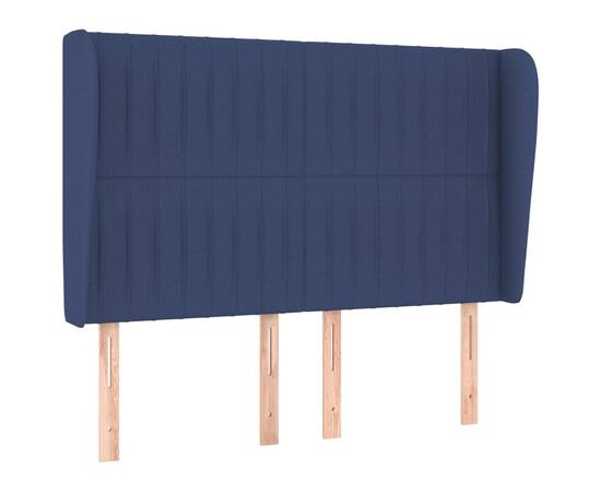 Tăblie de pat cu aripioare, albastru, 147x23x118/128 cm, textil, 2 image